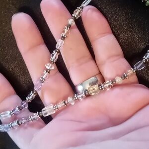 Quartz collar necklace 18in. yellow Citrine, green, amethyst Beautiful.